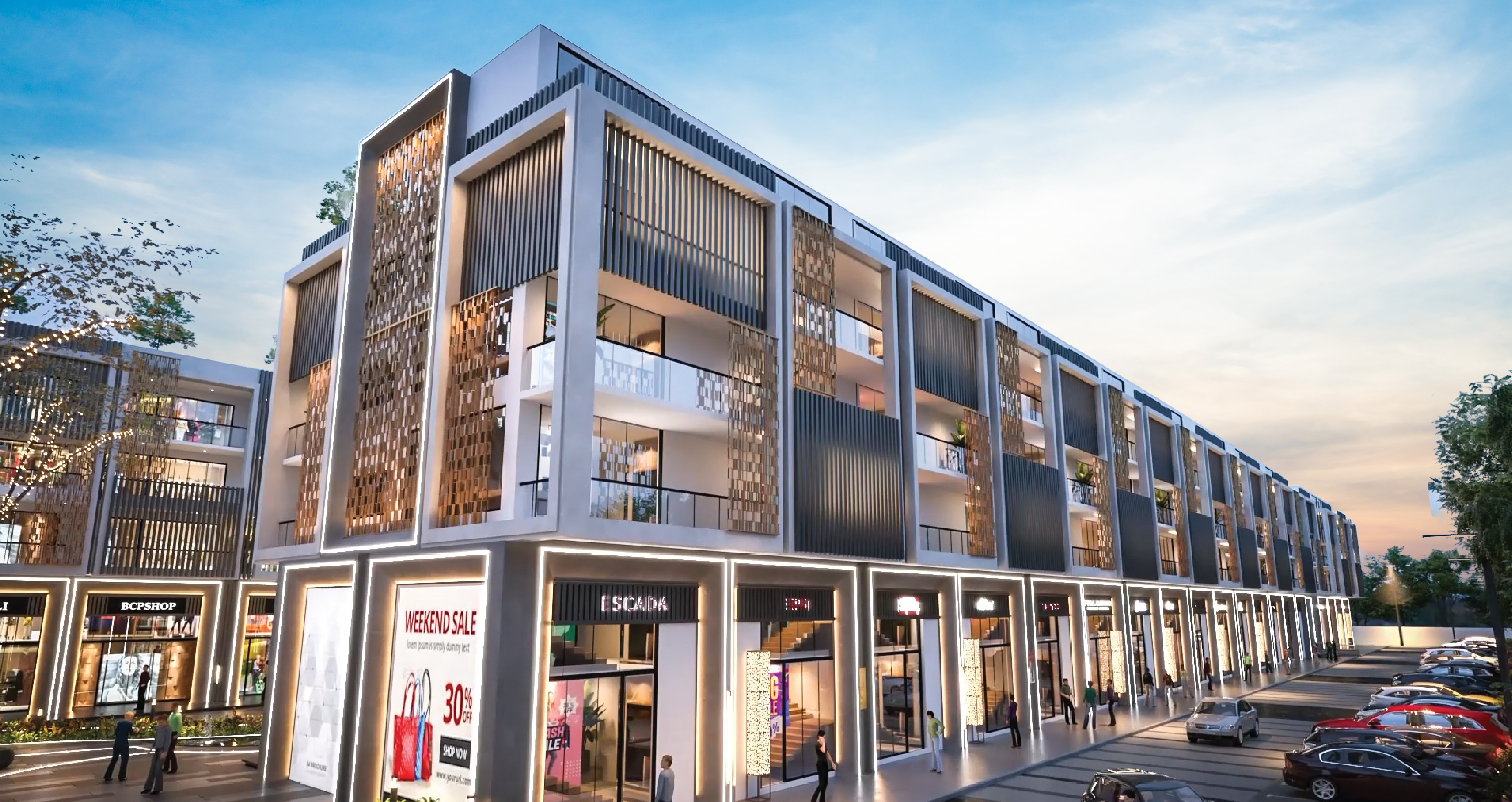 Visionary commercial landmark with modern architecture